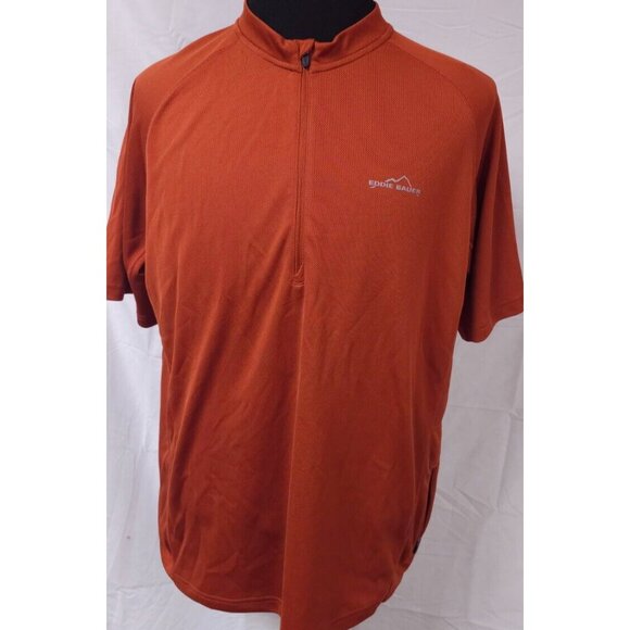 Eddie Bauer 1/4 Zip Mens Large Rust Orange Cocona Short Sleeve Polo Shirt - Picture 1 of 12